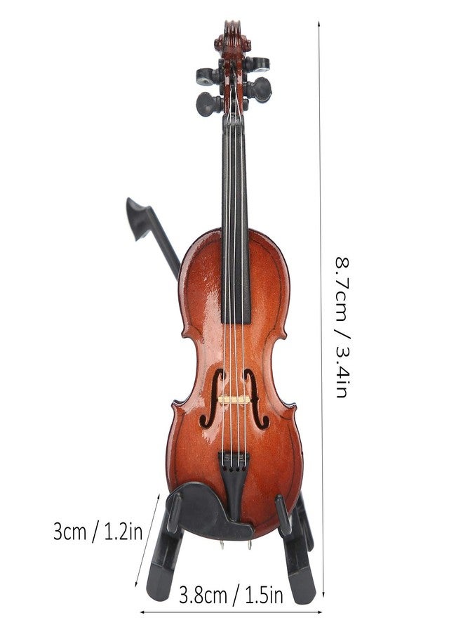 Kodrily Basswood Mini Violin, Miniature Violin with Case and Base, Small Violin Joke, Portable Miniature Musical Instruments with Pull String, Model No Sound Violin for Home Decor - Image 5